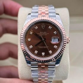 Đồng Hồ Rolex Datejust 41 Fake 1:1 Mặt Số Chocolate Nạm Kim Cương