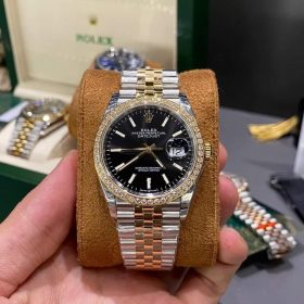 Đồng Hồ Rolex Datejust  Rep 1:1 Mặt Số Đen Cọc Số Dạ Quang Diamonds