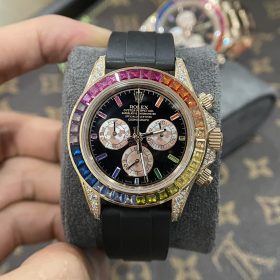 Đồng Hồ Rolex Fake 1:1 Cosmograph Daytona 116595RBOW Mặt Số Đen Dây Cao Su