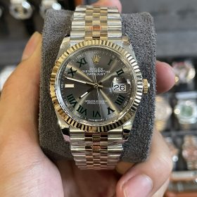 Đồng Hồ Rolex Datejust 36 Replica 1:1 Mặt Số Rhodium Tối Cọc Số La Mã