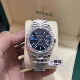 Rolex Datejust 41 Blue Dial Jubilee 126300 Kim Cương Thiên Nhiên Rep 1:1