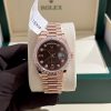 Đồng hồ Rolex Day-Date FAKE 1:1 36 118235 Mặt Số Chocolate Đá Ruby Đỏ Viền Kim Cương Bagutte