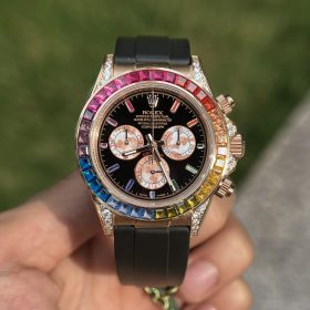 Đồng Hồ Rolex Cosmograph Daytona Replica 116595RBOW Mặt Số Đen Dây Cao Su