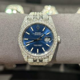 Rolex Datejust Mặt Số dạ quang Độ Full Kim Cương Moissanite