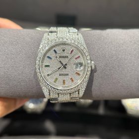 Rolex Datejust 41mm Siêu Cấp 1:1 Độ Full Kim Cương Moissanite