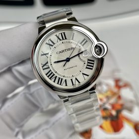 Cartier Ballon Bleu W69012Z4 Vỏ trắng mặt trắng dây kim loại Replica