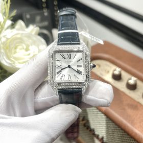 Cartier Santos-Dumont Quartz Ladies WSSA0023 Chế tác kim cương Moissanite Rep 1:1