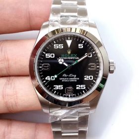 Đồng hồ Rolex Air-King 126900-0001 Vỏ Trắng Mặt Đen Replica