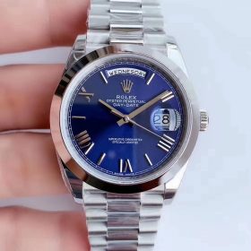 Rolex Day-Date 40 228239 Mặt Số Xanh Cọc Số La Mã Viền Trơn Replica