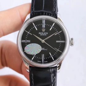 Rolex Cellini 39mm Vỏ Trắng mặt Đen Replica