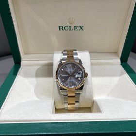 Rolex DateJust 36MM Mặt xám Vỏ Demi Vàng Hồng VS Factory Rep