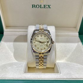 Rolex Datejust 36 126233 Mặt Vàng 3D Dây Demi mạ Vàng Replica 1:1