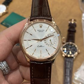 Rolex Cellini 39mm Vỏ vàng hồng mặt trắng Replica 1:1