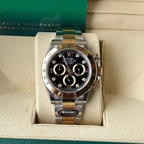 Rolex Cosmograph Daytona 116503 Mặt Số Đen Cọc Số Đá Demi vàng Rep 1:1