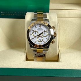 Rolex Cosmograph Daytona 116523 Mặt Số Trắng Demi vàng Replica