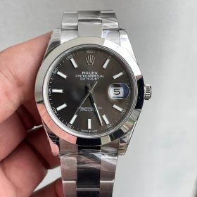 Rolex Datejust 41mm 126300 Replica Niềng trơn mặt xám AR factory Replica