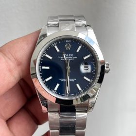 Rolex Datejust 41mm 126300 Replica Niềng trơn mặt Xanh Navy AR factory Rep 1:1