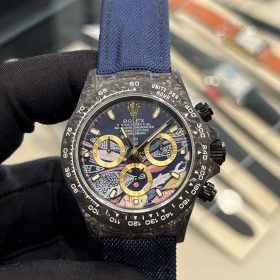 Rolex Daytona DIW Vỏ Cacbon Đen Mặt Xanh Navy Họa Tiết JH Factory Rep