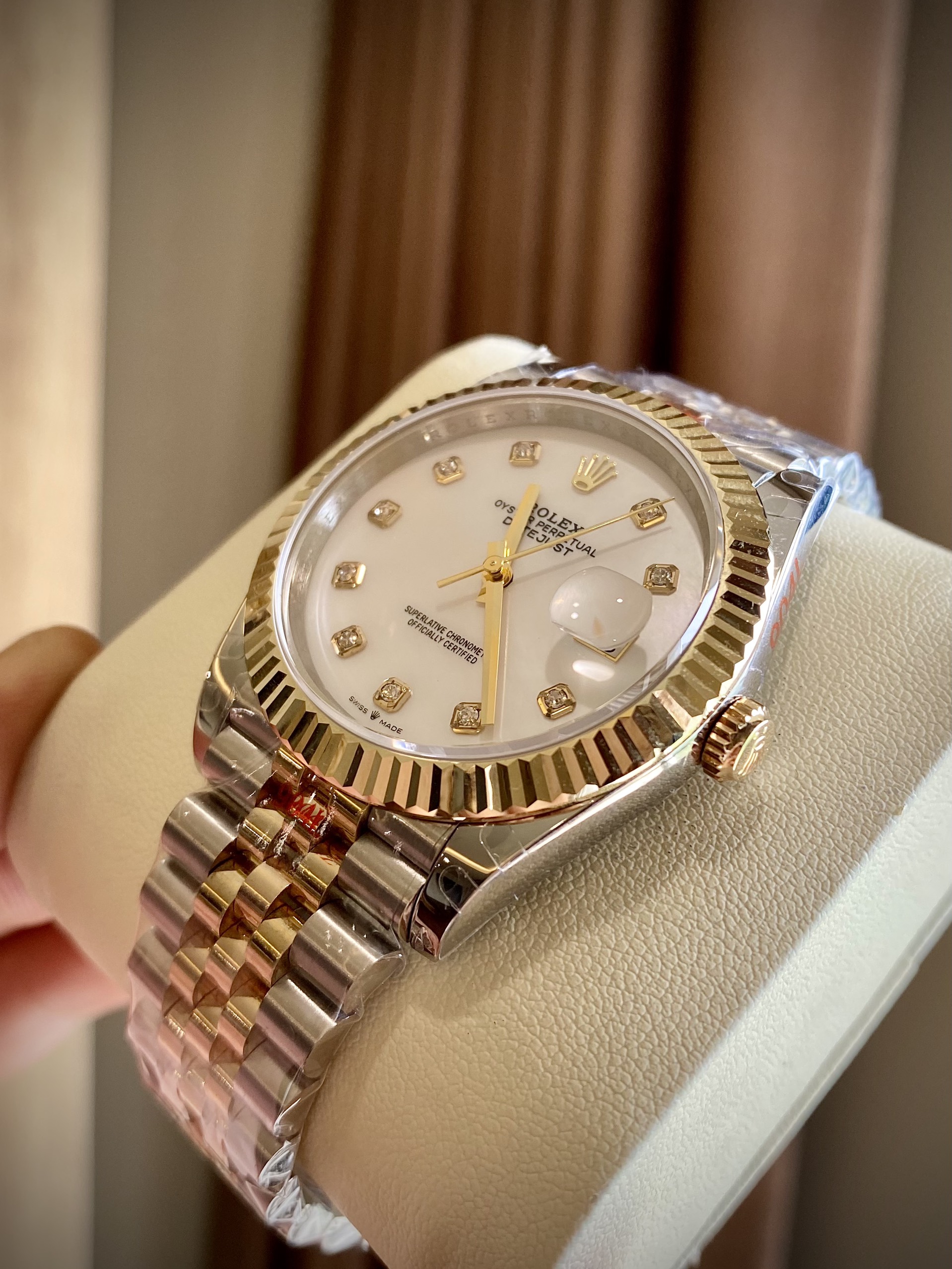 Rolex Datejust 122633 Replica 41mm Demi mặt Khảm Trai Trắng Replica