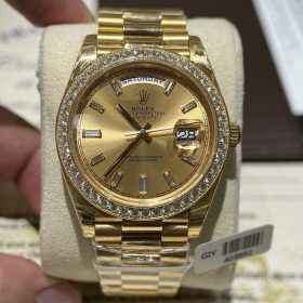 Rolex Day-Date 40 228238RBR Mặt Số Vàng Champagne Nạm Kim Cương Kim Moissanit