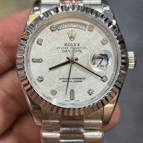 Rolex Day-Date 36MM 118239 Mặt Số Đá Thiên Thạch Vỏ Trắng Replica