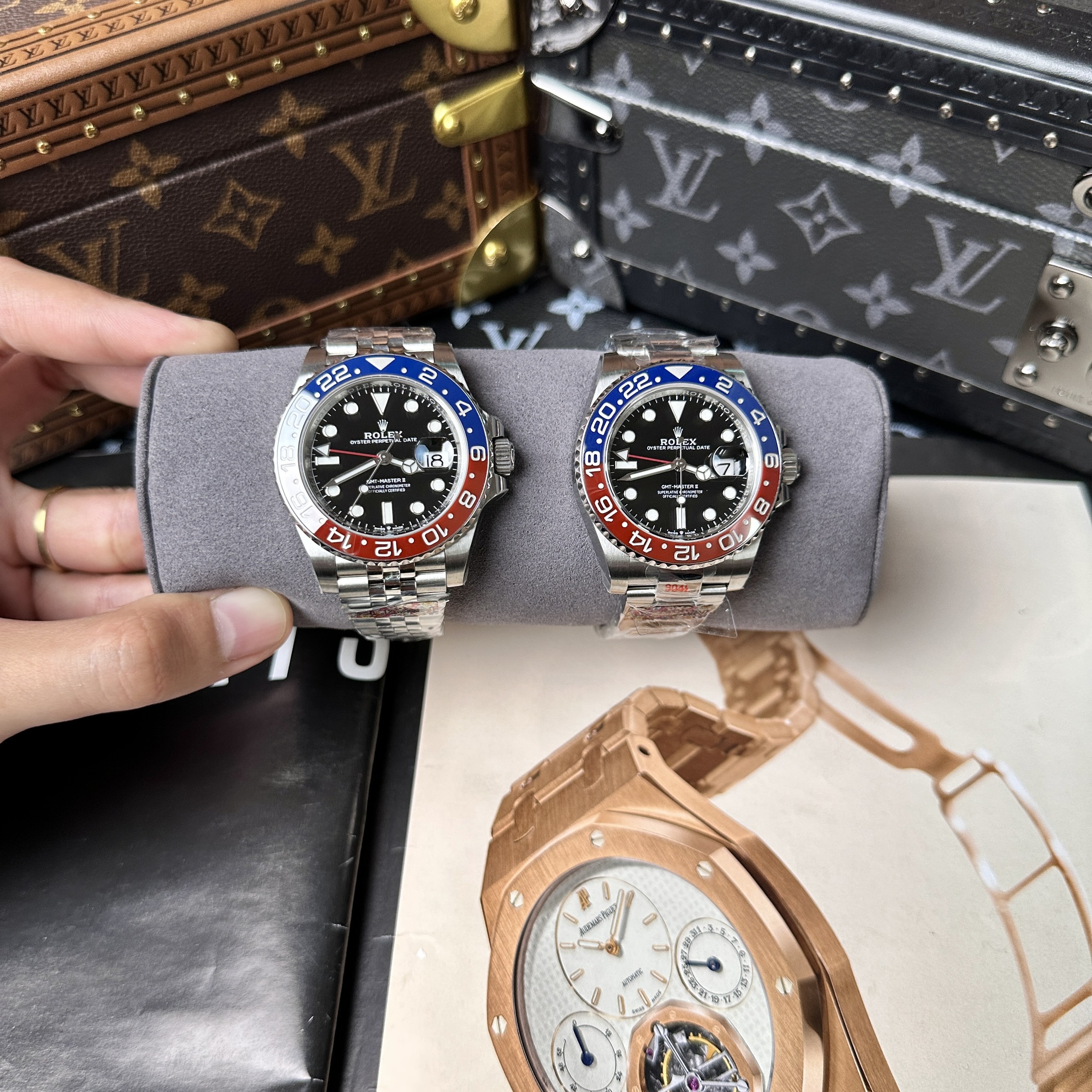 Rolex GMT-Master II Pepsi 40mm Dây Jubilee/Oyster Mặt Đen Clean Factory Replica