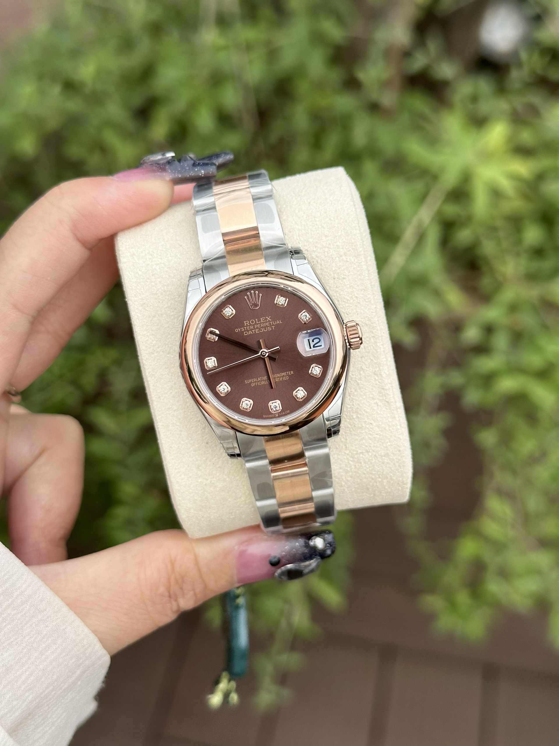 Rolex Datejust 31 278341 Mặt Số Chocolate Dây Đeo Oyster nữ Replica