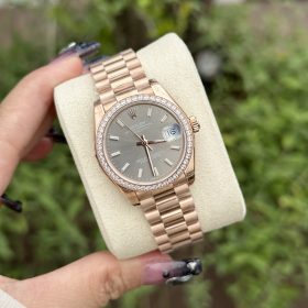 Rolex Lady-Datejust 278285RBR Mặt Số Xám Viền đính đá swa Replica