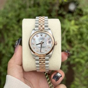 Rolex Datejust Ladies 31 278271 Mặt Khảm Trai Dây Demi Mạ Vàng Hồng Viên Trơn