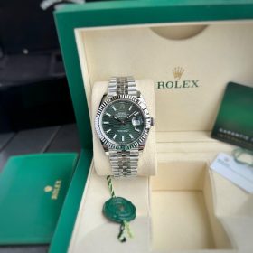 Rolex Datejust 41 126300 Mặt Số Xanh lá Cây Vân Gấp Nếp Cọc Số Dạ Quang Rep1:1