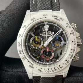 Đồng Hồ Rolex Daytona độ mặt skelaton  vỏ carbon Trắng