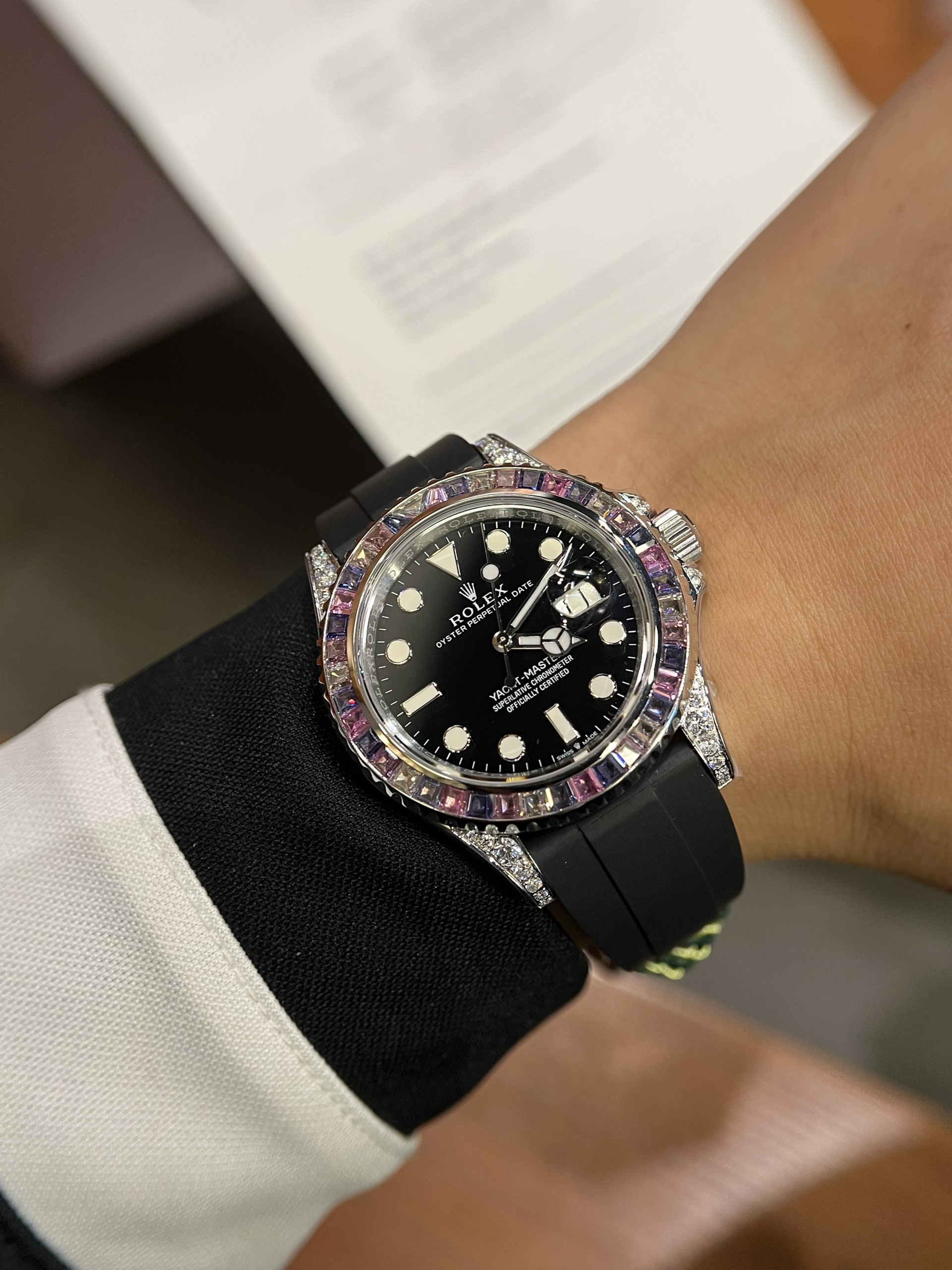 Đồng Hồ Rolex Yacht-Master Đính đá swa Màu Replica