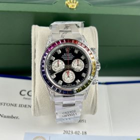 Rolex Cosmograph Daytona 116599 Mặt Số Đen Cọc Số Kim Cương Bọc Vàng Trắng 18k