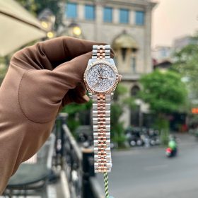 Rolex DateJust Ladies 31 278271 Mặt Trắng Họa Tiết Hoa Demi Bọc Vàng Hồng 18K