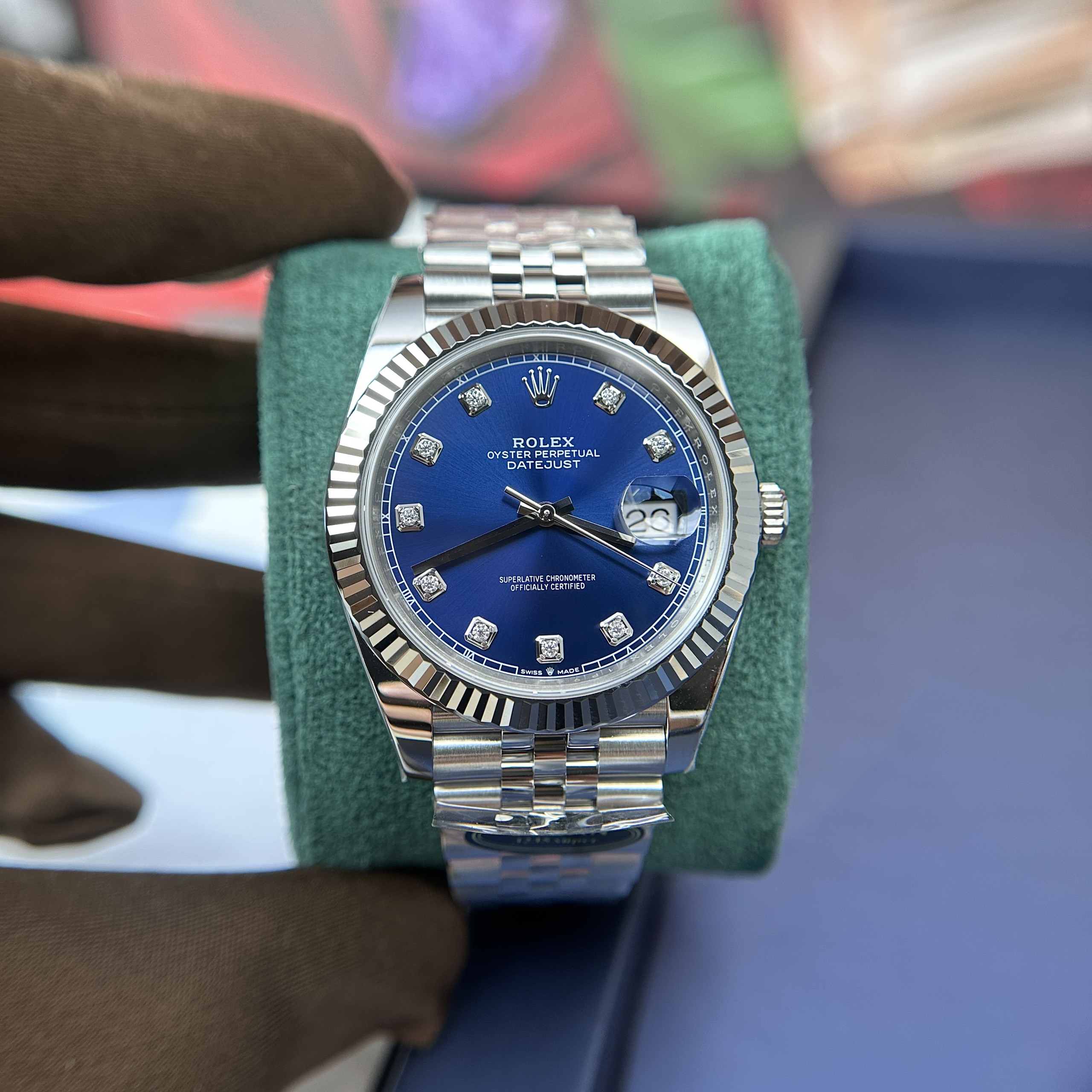 Rolex Datejust 126234 Replica 36mm mặt xanh blue cọc đá nhà máy Clean