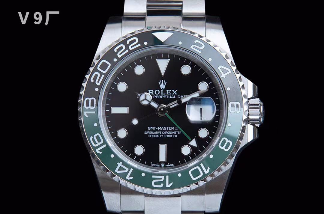 Rolex GMT-Master II Sprite 40mm Vỏ trắng mặt đen Dây Oyster CS Factory Rep 1:1