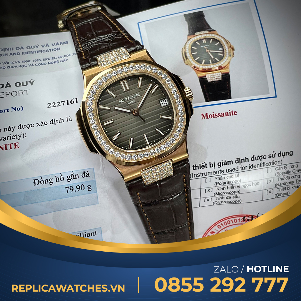 Patek philippe nautilus 5711 độ kim cương moissanite HongKong