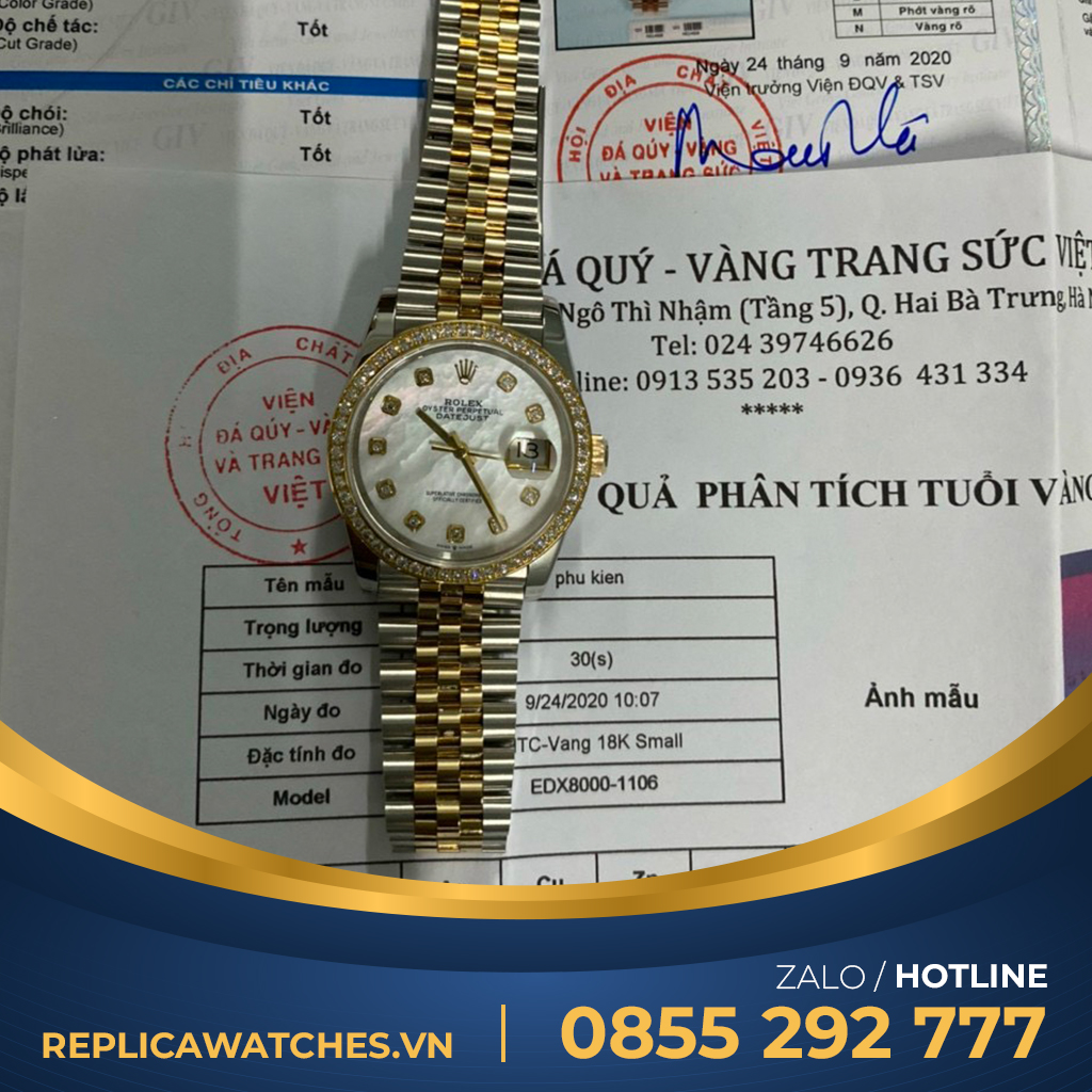 Rolex datejust độ niềng kim cương thiên nhiên dây bọc vàng