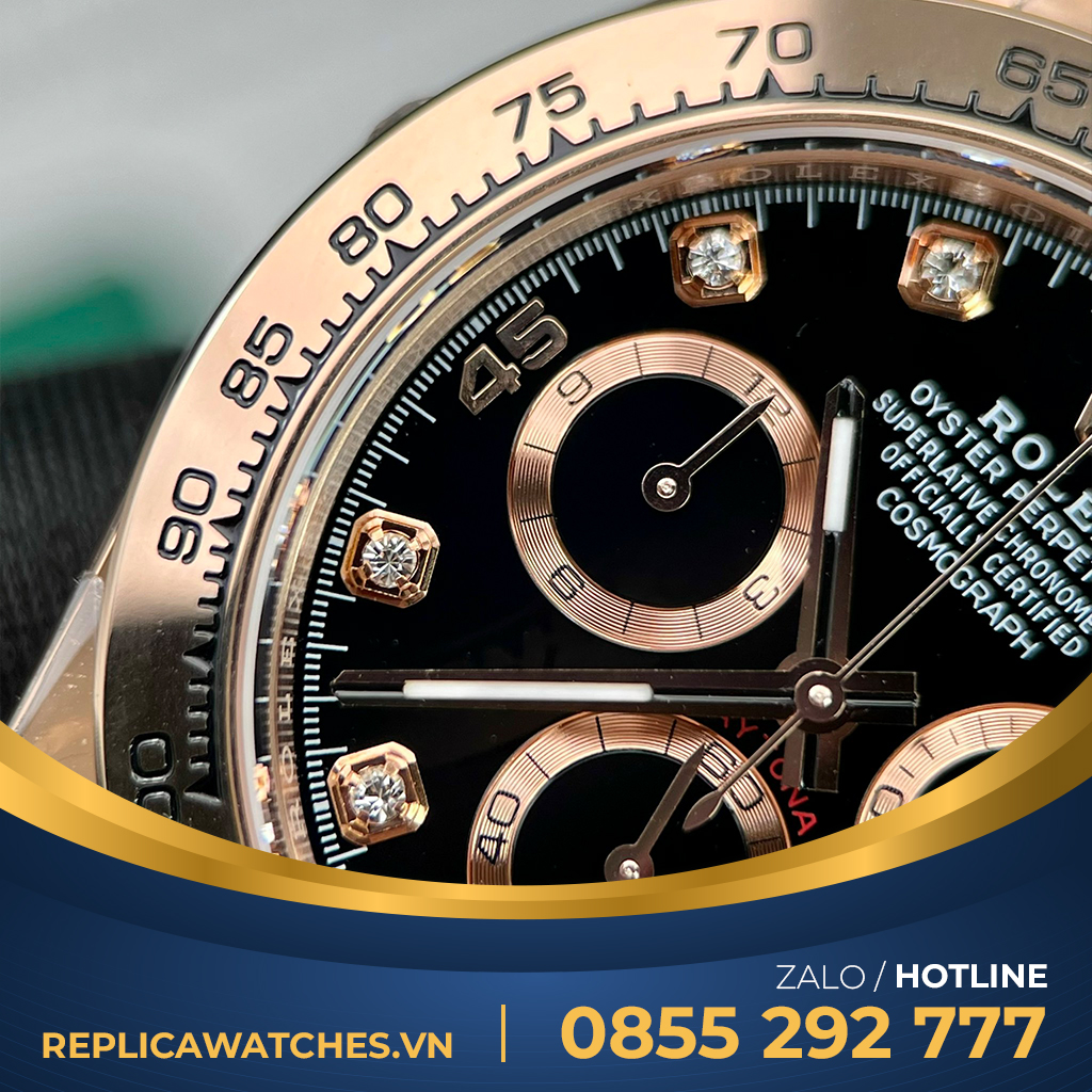 Đồng hồ Rolex daytona everose gold black dial Fake