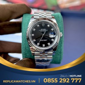 Rolex datejust mặt đen cọc số đá clean factory