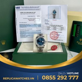 Rolex datejust blue dial 36mm độ kim cương Moissanite