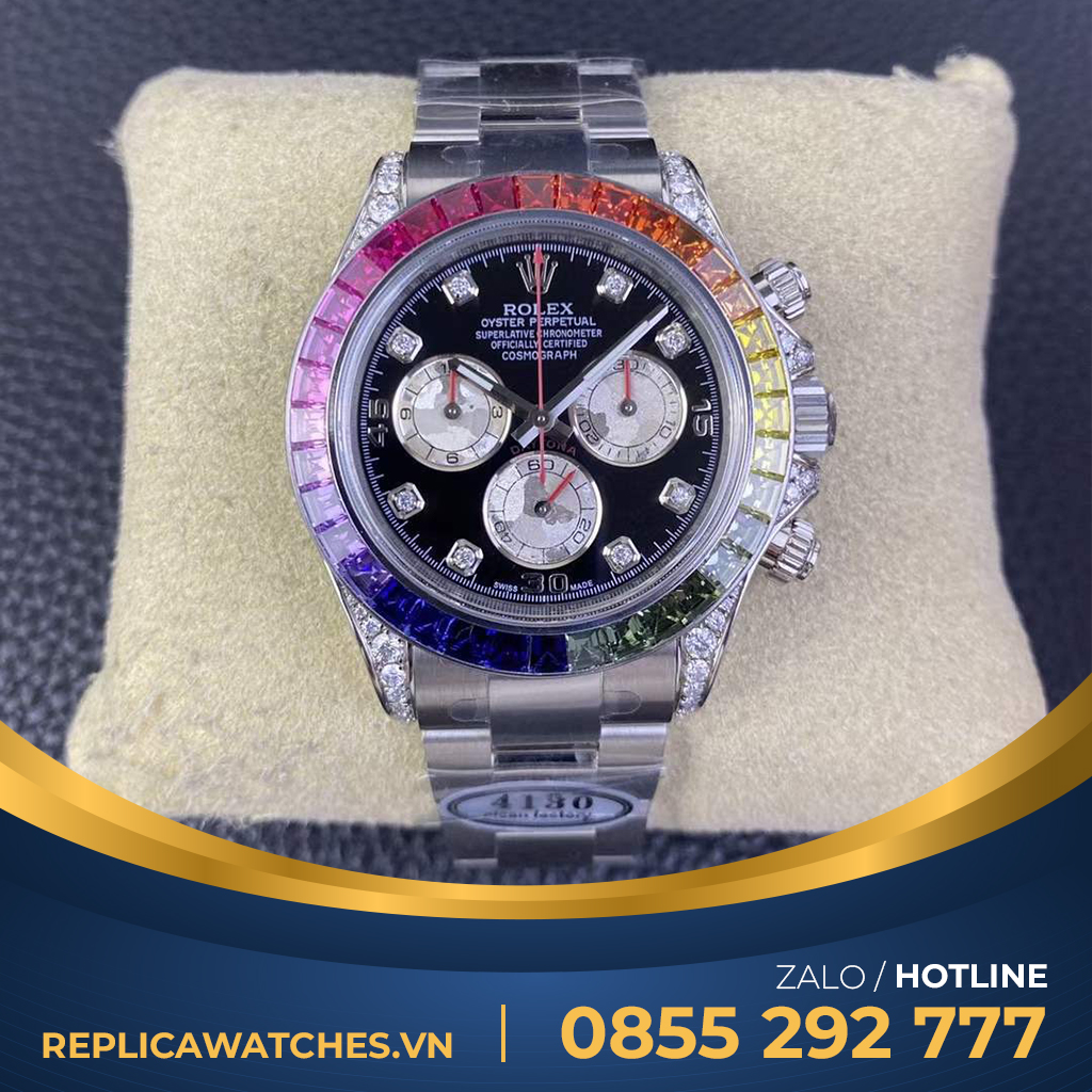 Rolex daytona rainbow white gold fake