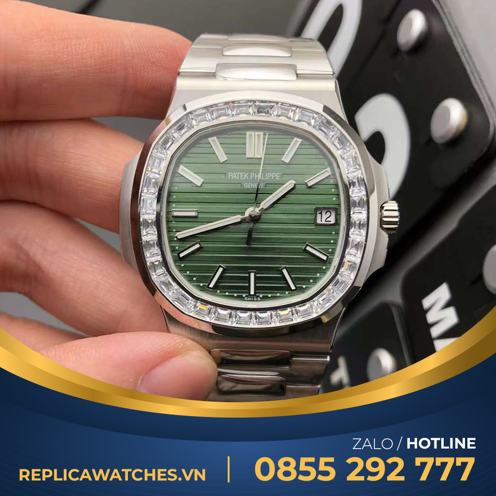 Patek philippe 5711 nautilus olive green dial diamond benzel