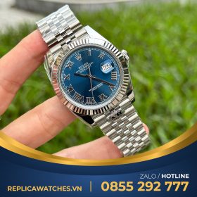 Rolex datejust mặt xanh blue cọc số la mã fake AR factory