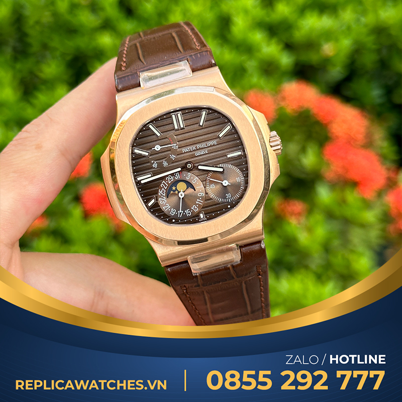 Patek philippe nautilus replica 5712r rose gold dây da