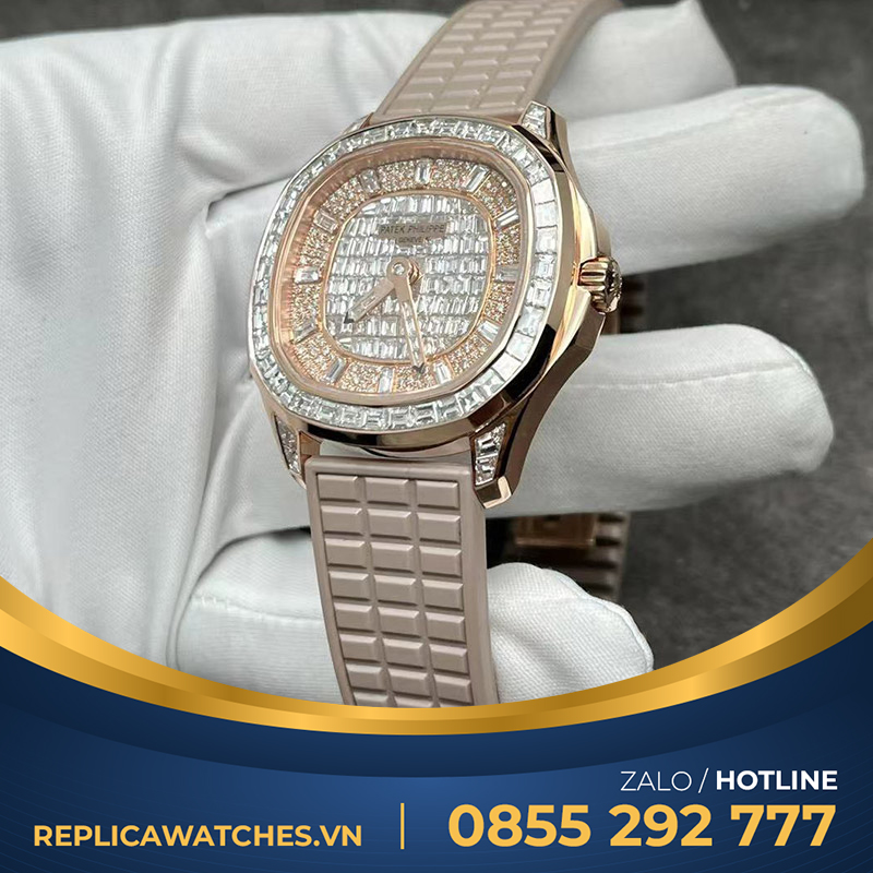 Đồng hồ patek philippe aquanaut 5062 rose gold baguette diamond