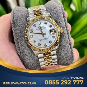 Rolex datejust nữ 116231 fake mặt khảm trai demi yellow gold