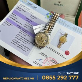 Rolex datejust 126233 bọc vàng fake mặt số lá nhiệt đới yellow gold