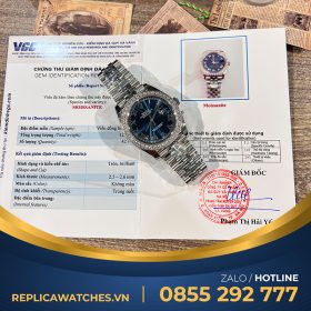 Rolex datejust mặt xanh blue độ kim cương moissanite 2,5ly