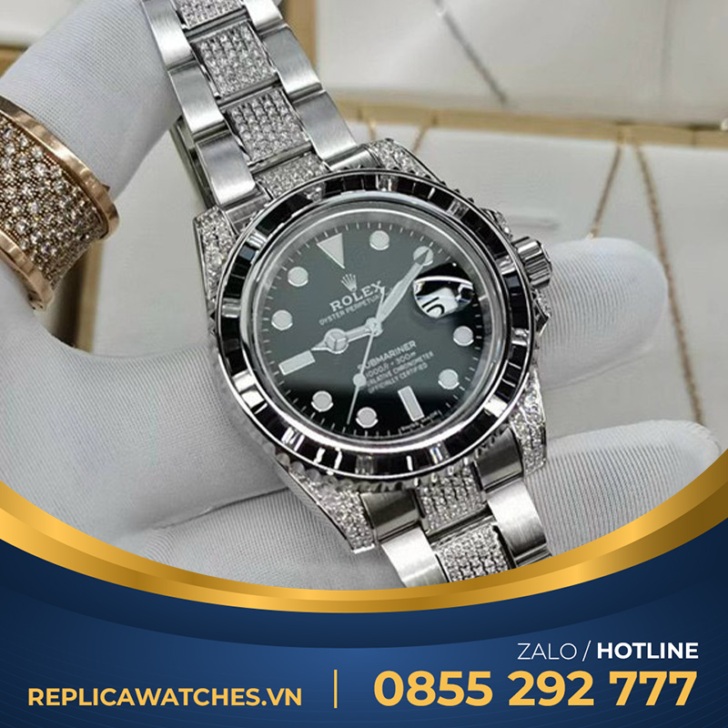 Rolex submariner chế tác vàng đúc kim cương thiên nhiên